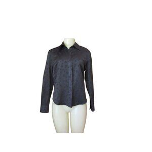 Clara Cottmann Black Floral Long Sleeve Wool Blend Blouse Sz 46/12 Us Made In It